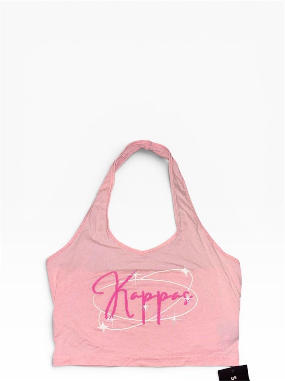 Kappas Light Pink Halter Crop Top with Script Logo